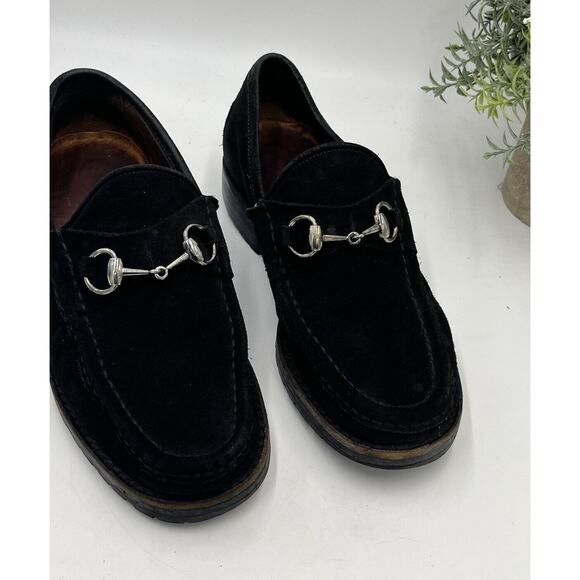 Gucci Women 1955 Horsebit Accent Black Suede Lugged Sole Loafers Size: 5D - Picture 1 of 16